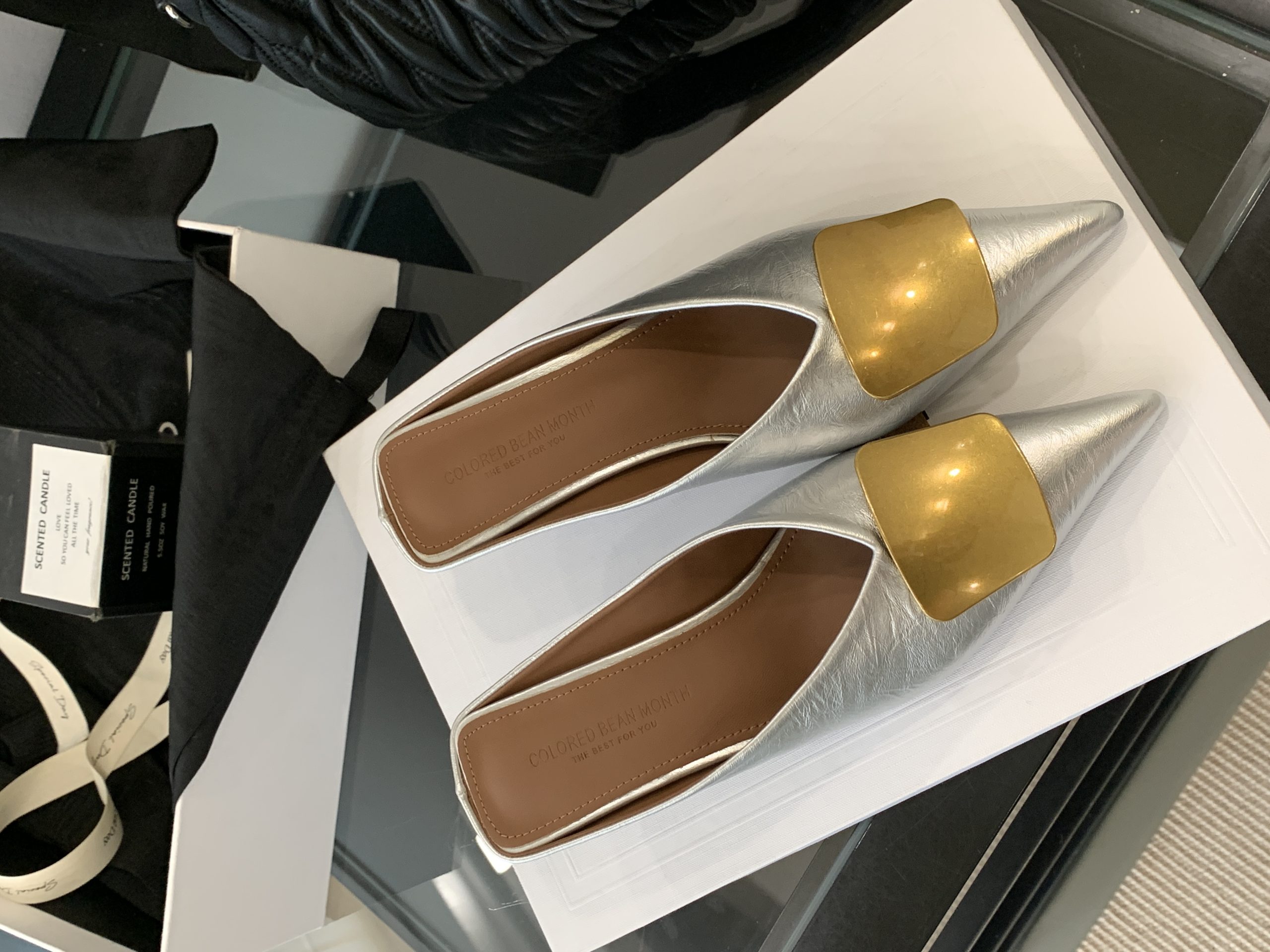 2025 New Style Slippers Thin Heel High Heel Elegant European and American Style Metal Buckle Pointed Toe Covered Toe Slippers for Women - Image 3