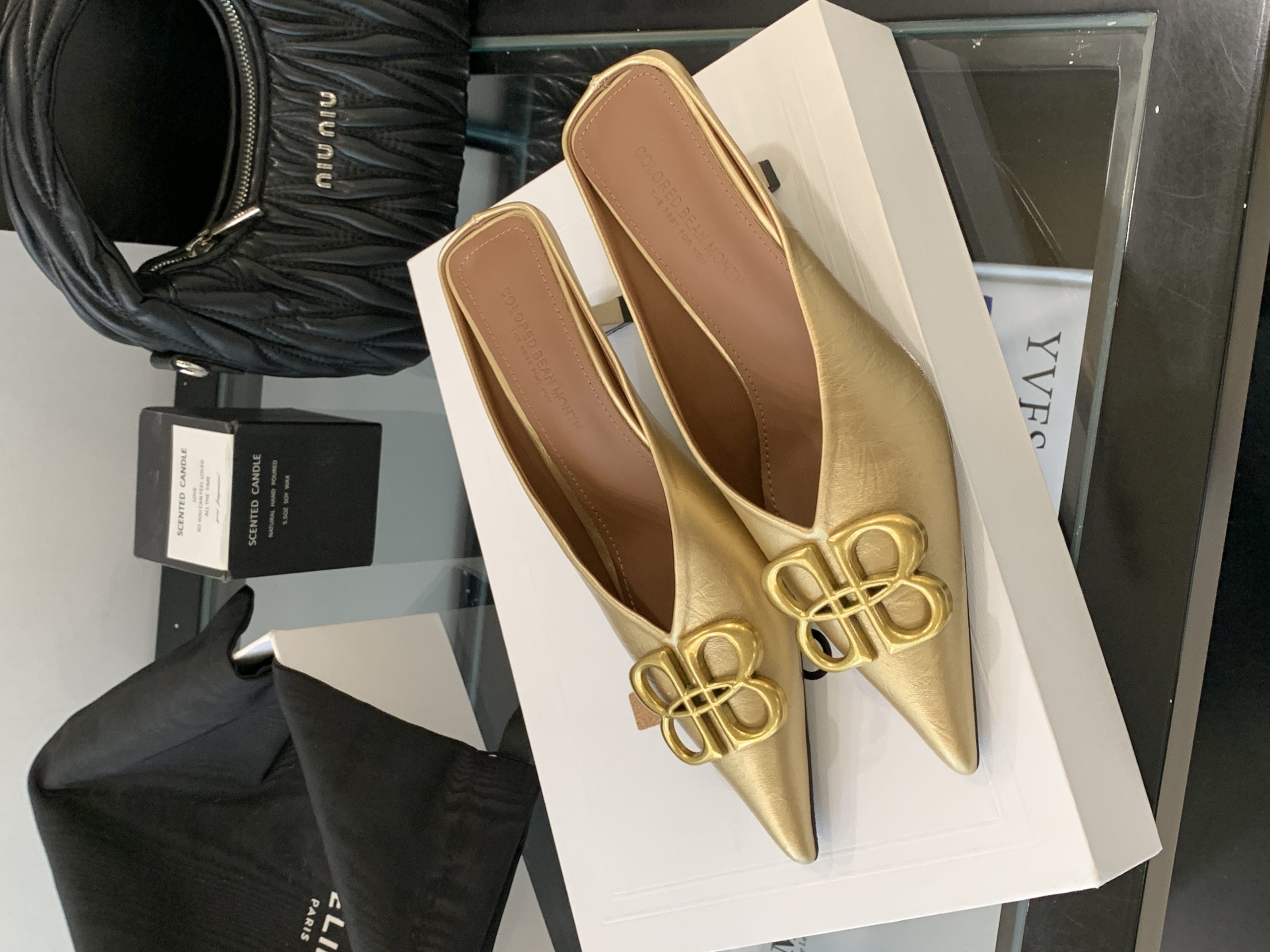 2025 New Summer Slippers Mid Heel European American Style Metal Buckle High Heel Thin Heel Closed Toe Women's Slippers