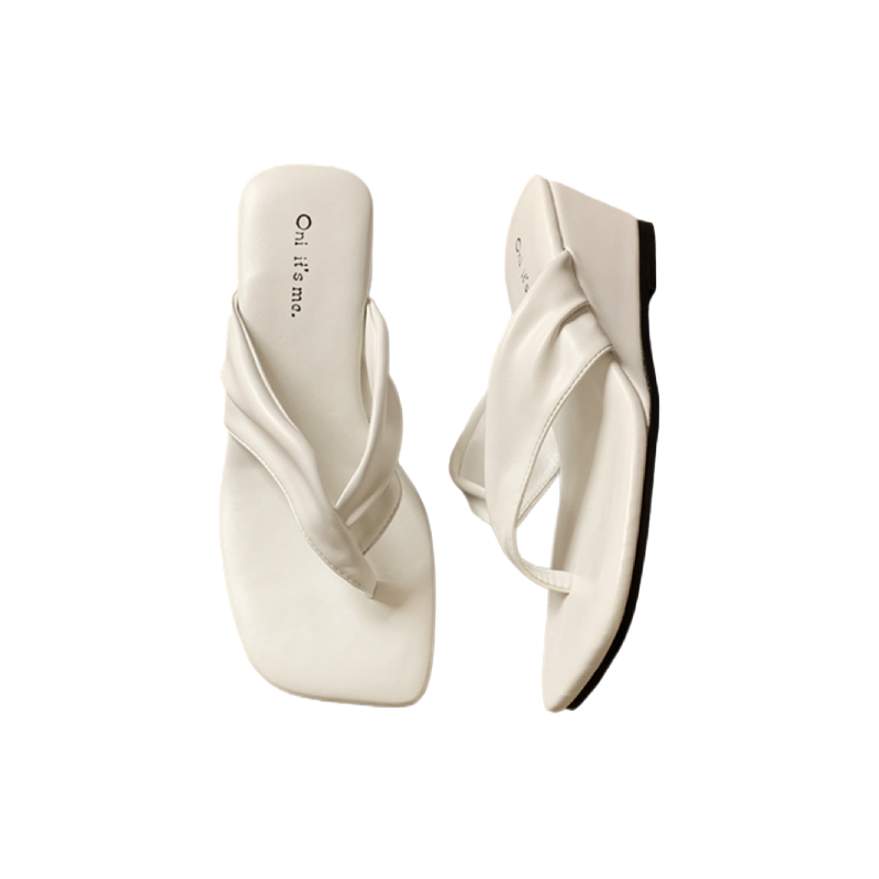 French Retro Herringbone Slippers Women Summer 2026 New Style Thick Sole Non-Slip Toe Clip Sandals - Image 5